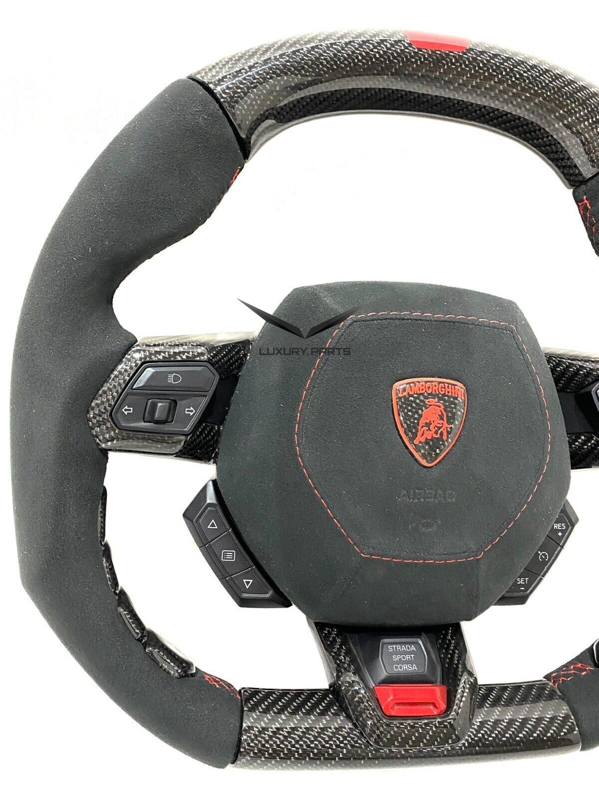 Lamborghini Huracan , Steering Wheel Suede Carbon Red