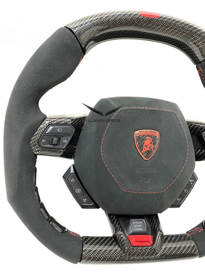 Lamborghini Huracan , Steering Wheel Suede Carbon Red