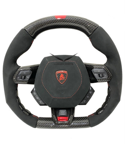 Lamborghini Huracan , Steering Wheel Suede Carbon Red